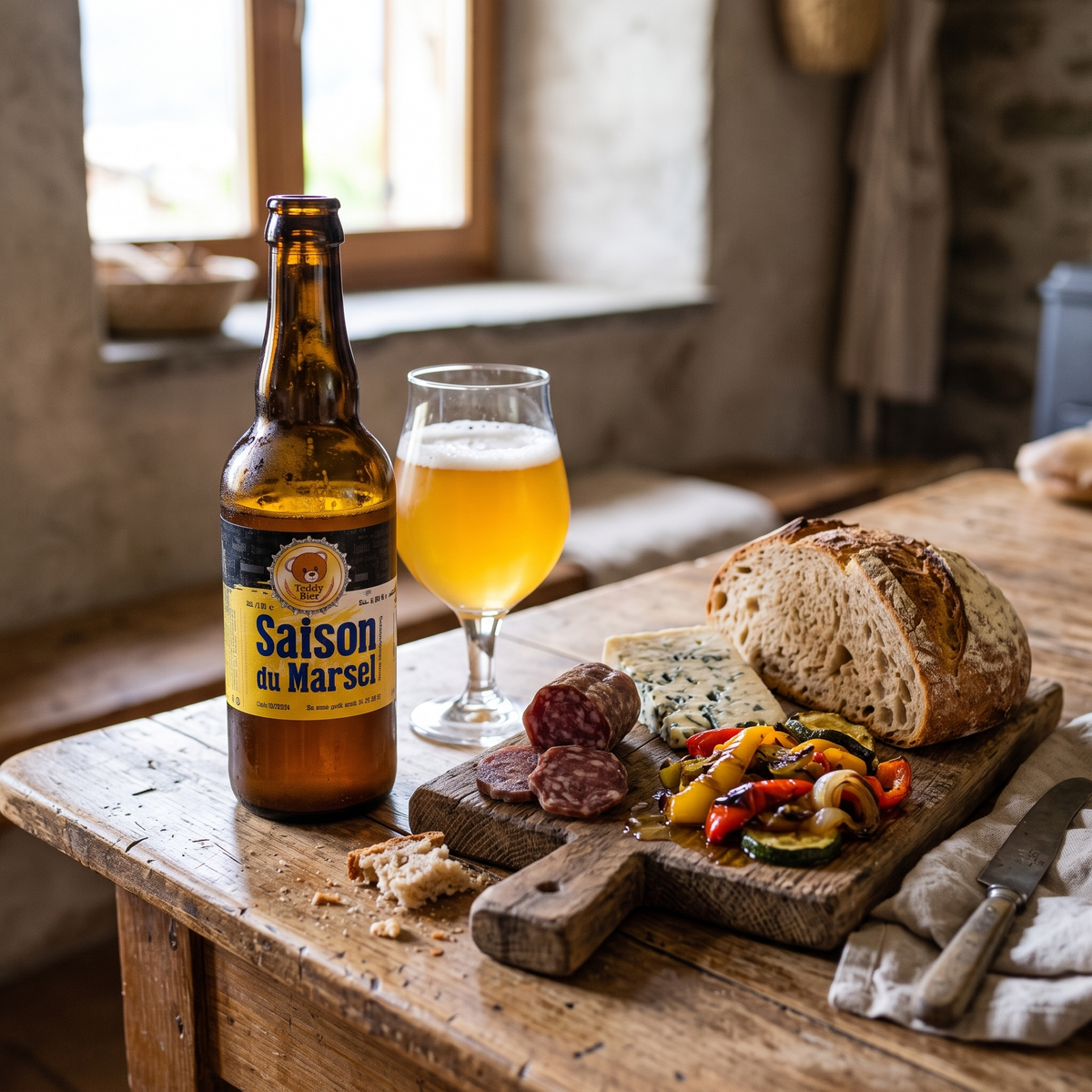 Saison du Marsel con salumi, formaggio erborinato e pane rustico