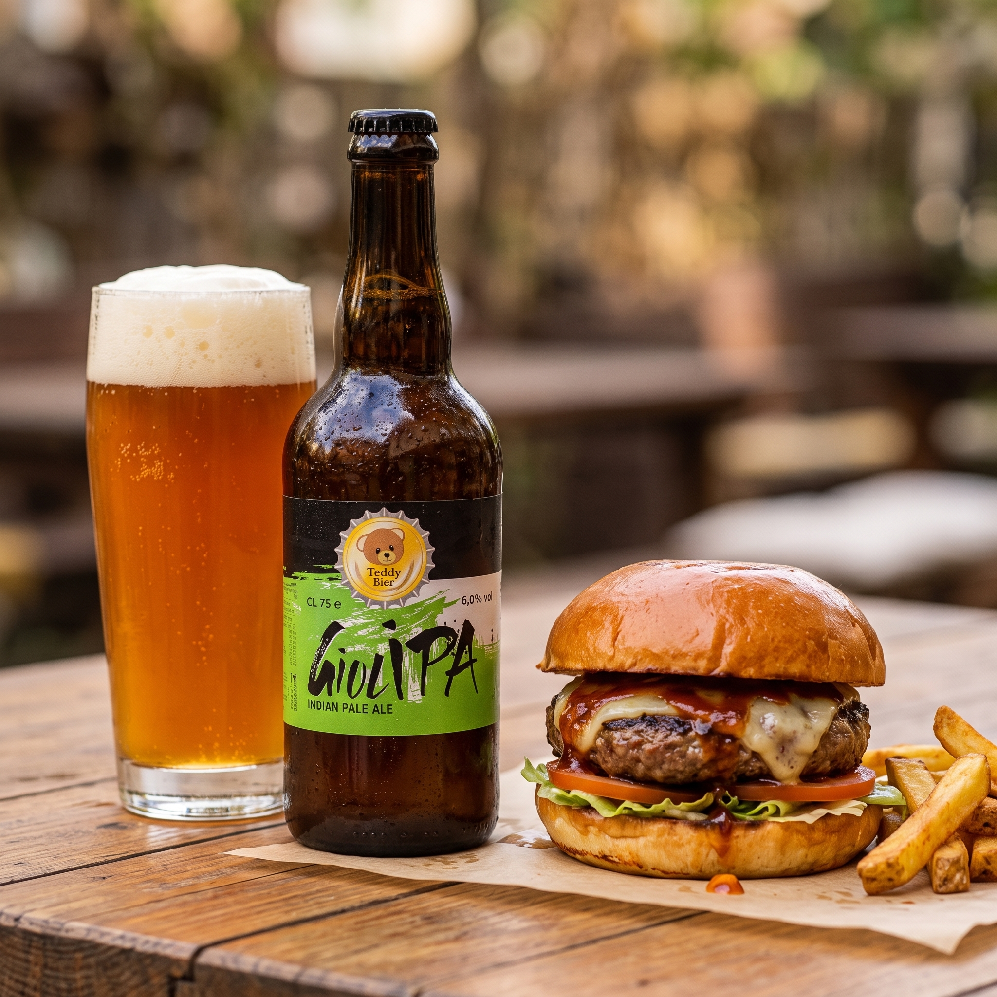Giulipa IPA in abbinamento a un hamburger gourmet
