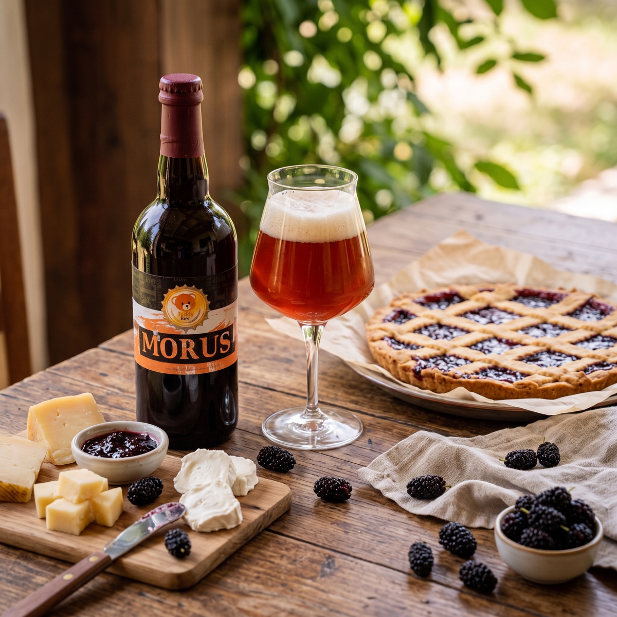 Morus con crostata e formaggi con confettura di gelso